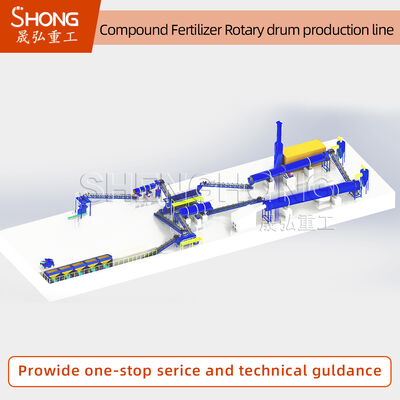 100,000 Ton / Tahun Rotary Drum Granulator NPK Produksi Line Bola Bentuk pupuk granulator