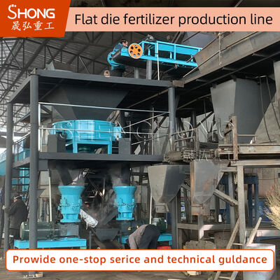 Jenis Silinder Flat Die Press Granulator Lini Produksi Pupuk Organik