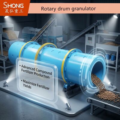Granulator drum putar untuk produksi pupuk campuran dengan butiran berbentuk bola dan tingkat granulasi 70%