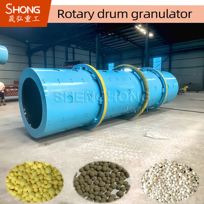 Mesin granulator drum putar untuk pupuk senyawa dengan kapasitas 8-10 ton per jam dan output berbentuk bola
